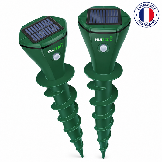 NUIZERO – Répulsif Solaire Anti-Rongeurs | Rats, Souris, Taupes & Mulots – Lot de 2