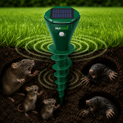 NUIZERO – Répulsif Solaire Anti-Rongeurs | Rats, Souris, Taupes & Mulots – Lot de 2