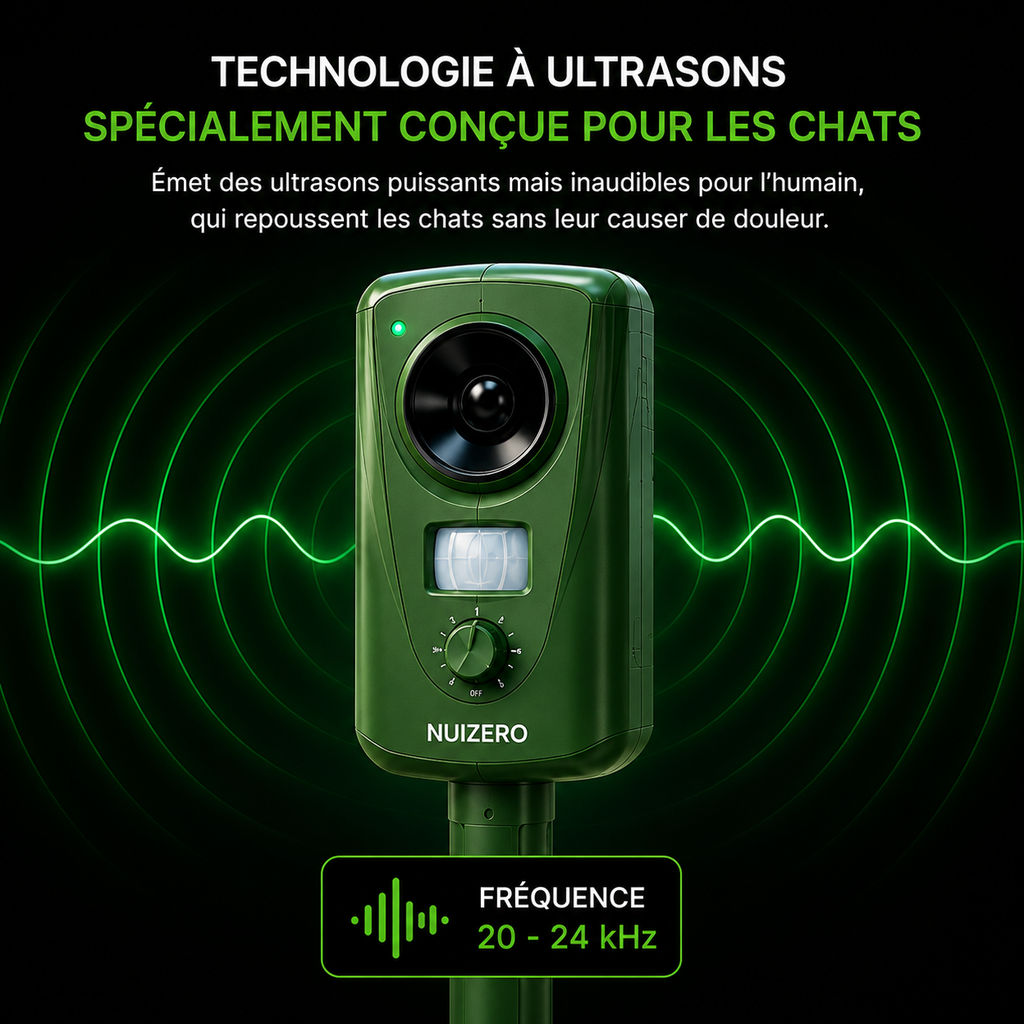 Répulsif Anti-Chiens et Chats Ultrasons + Flash